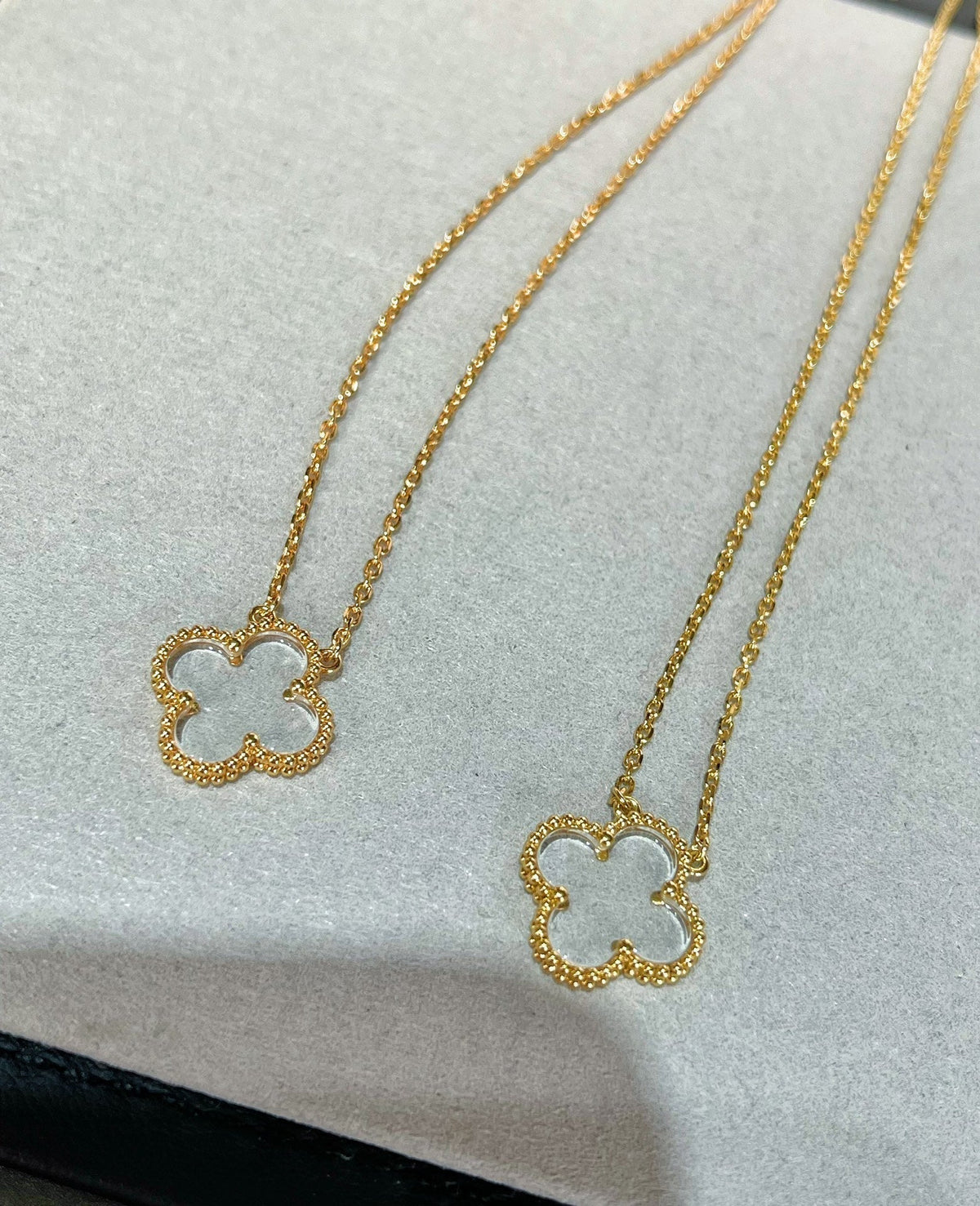 [Renovia Jewelry]CLOVER ROCK CRYSTAL ROSE GOLD NECKLACE