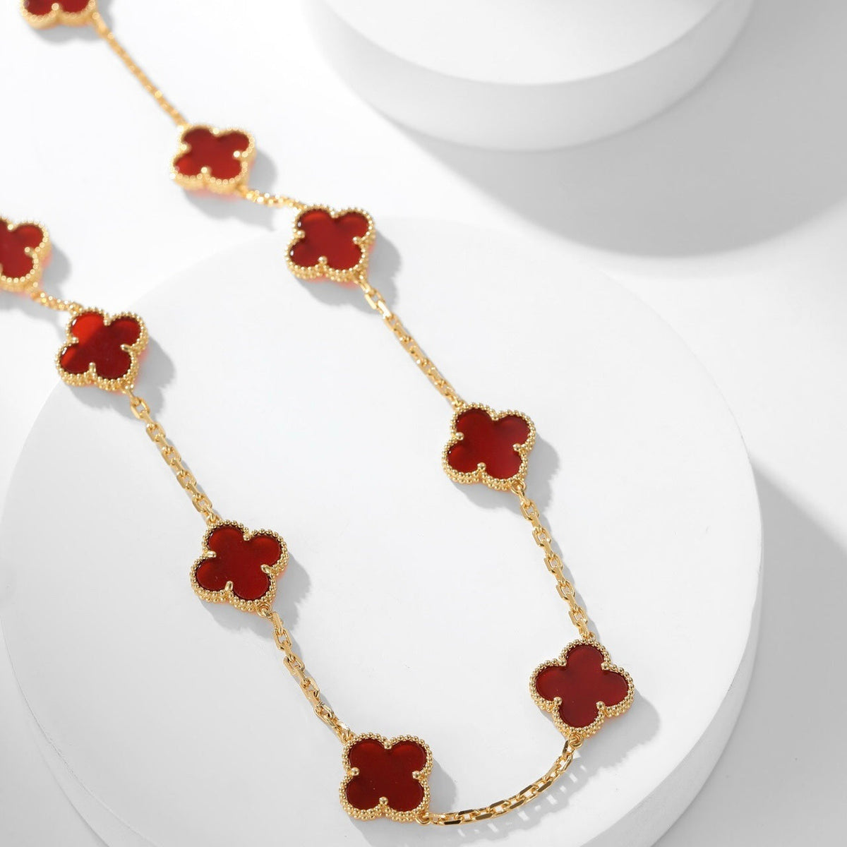 [Renovia Jewelry]CLOVER 10 MOTIFS CARNELIAN NECKLACE