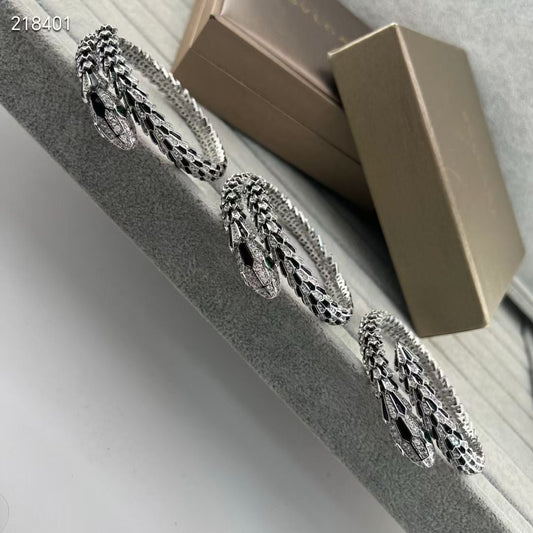 [Renovia Jewelry]NEW OBSIDIAN & DIAMOND SERPENT BRACELET