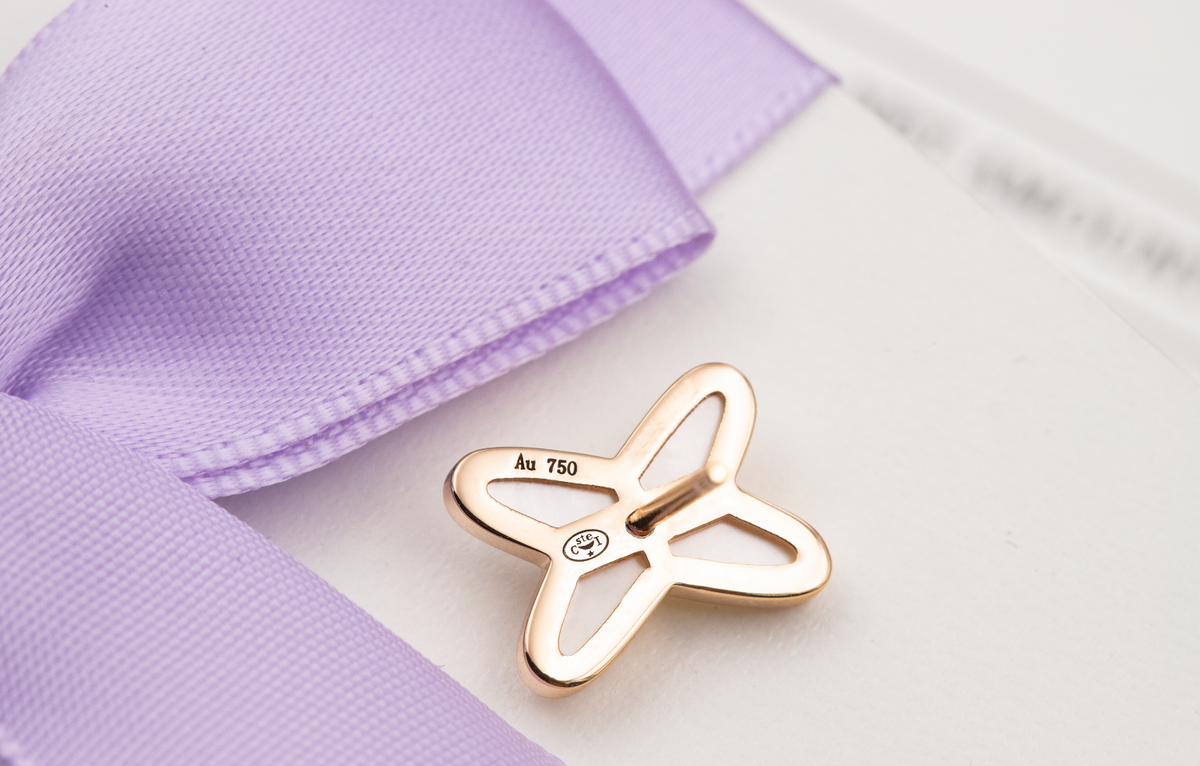 [Renovia Jewelry]JEUX DE WHITE MOP ROSE GOLD DIAMOND EARRINGS